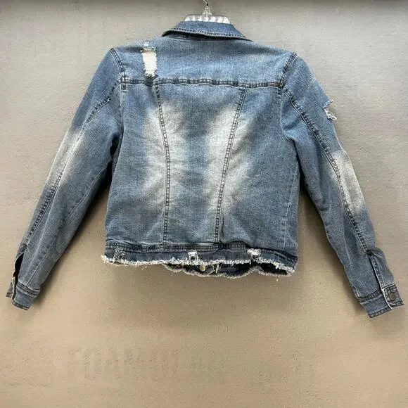 BKE Denim Jean Jacket Women's S Blue and Red Plaid Fully Reversable Preppy - Picture 3 of 14